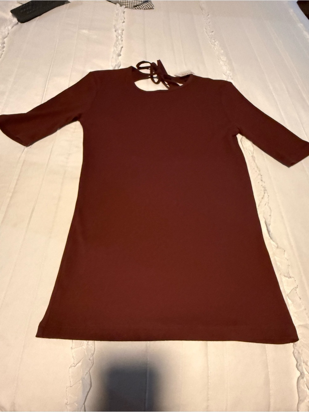 Zara Short Sleeve Ribbed Top in Deep Brown